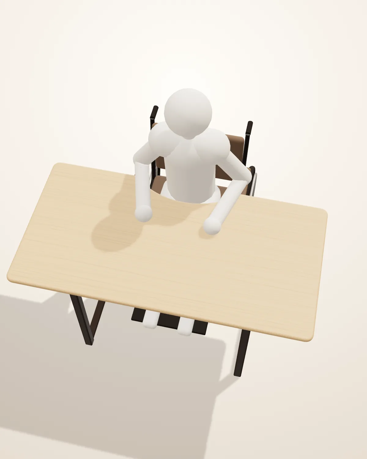 몸통을 받치는 곡면 상판을 적용한 가구 3D 렌더